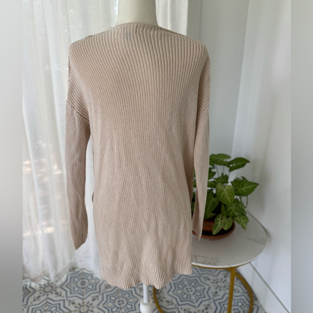 Universal Thread M 100% Cotton Cream Tan Knit Open Wrap Long Cardigan Sweater - Picture 5 of 8